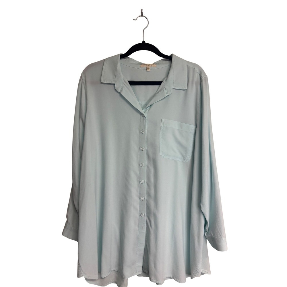 Side Stitch Light Blue Button up‎ with Pocket, Women's PXL
